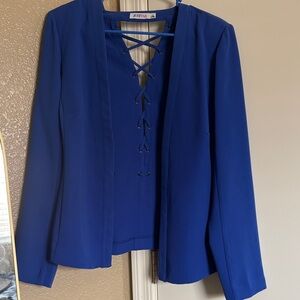 JustFab Cobalt Blue Lace-Up Blazer